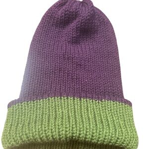 Kids' Purple and Green Knit Beanie